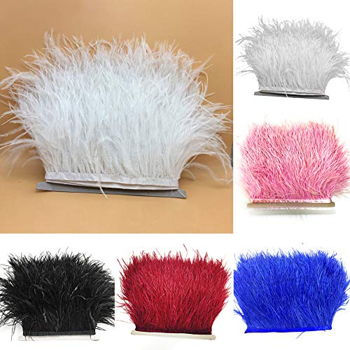 Adornos de plumas de avestruz con cinta de raso cinta de vestir costura artesanías disfraces decoración 1 m (rojo)