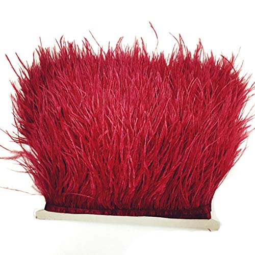 Adornos de plumas de avestruz con cinta de raso cinta de vestir costura artesanías disfraces decoración 1 m (rojo)