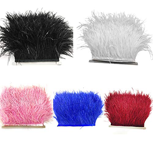 Adornos de plumas de avestruz con cinta de raso cinta de vestir costura artesanías disfraces decoración 1 m (rojo)