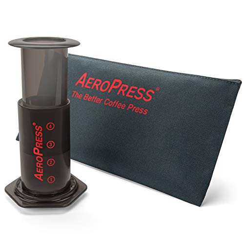 Aerobie AeroPress - Cafetera a presión para cafés y expresos (Incluye Bolsa de Nylon con Cremallera), Color Negro