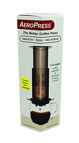 Aerobie AeroPress - Cafetera a presión para cafés y expresos (Incluye Bolsa de Nylon con Cremallera), Color Negro