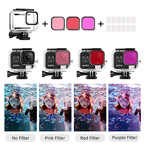 AFAITH Kit de Accesorios Set para GoPro Hero 8 Black, Estuche de Transporte Bolsa de Almacenamiento +Carcasa Impermeable Subacuática +Filtros para Buceo+Funda de Silicona+Protectores de Pantalla