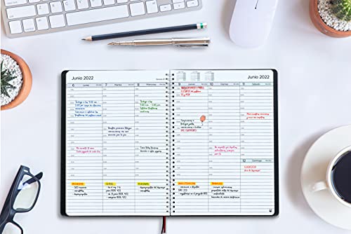 Agenda 2022 con Vista Semanal – A5 Planificador 2022 Semana Vista – Diario Espiral que Inspira Productividad - Tapa Blanda, Intervalos de 30 minutos - Calendario Semanal A5 – en Español