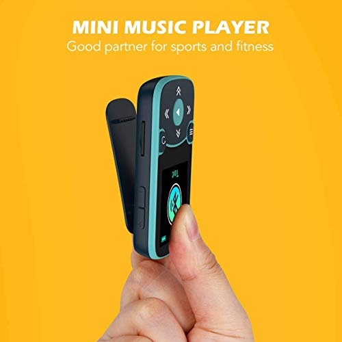AGPTEK 32GB Clip Reproductor MP3 Bluetooth 5.0, HiFi MP3 Player Portátil Deportivo con Radio FM, Grabación de Voz, Podómetro, Soporta hasta 128 GB, Azul