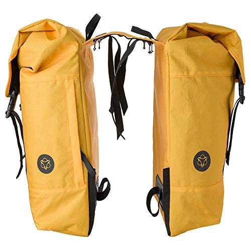 AGU Essentials DWR Urban Klickfix Alforjas Bicicleta, Bolsa Bicicleta 36 litros para Llevar al Hombro, Repelente al Agua, Reflectante, Poliéster Reciclado 100% - Amarillo - 36L