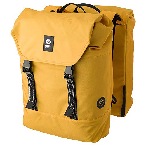 AGU Essentials DWR Urban Klickfix Alforjas Bicicleta, Bolsa Bicicleta 36 litros para Llevar al Hombro, Repelente al Agua, Reflectante, Poliéster Reciclado 100% - Amarillo - 36L