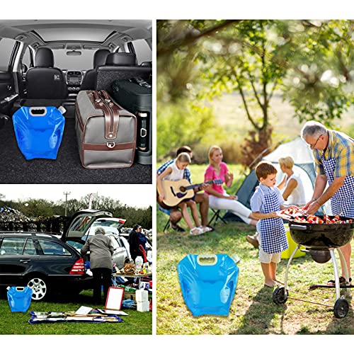 AIBAOBAO Bidón de Agua Plegable, Recipiente de Agua Plegable, 2 Pcs (5L + 10L) Bolsa Agua, Waterproof Bag Potable Portátil, para Viaje, Acampar, Picnic BBQ, Deportes, Camping y Coche