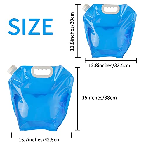 AIBAOBAO Bidón de Agua Plegable, Recipiente de Agua Plegable, 2 Pcs (5L + 10L) Bolsa Agua, Waterproof Bag Potable Portátil, para Viaje, Acampar, Picnic BBQ, Deportes, Camping y Coche