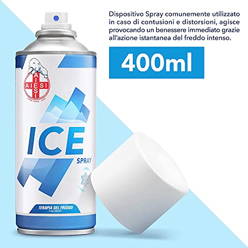 AIESI® Hielo Spray instantáneo con MENTOL lata de 400 ml ICE SPRAY (Paquete de 12 piezas) # Made in Italy