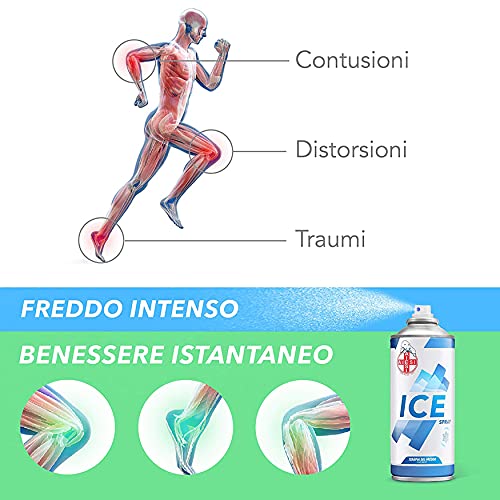 AIESI® Hielo Spray instantáneo con MENTOL lata de 400 ml ICE SPRAY (Paquete de 12 piezas) # Made in Italy