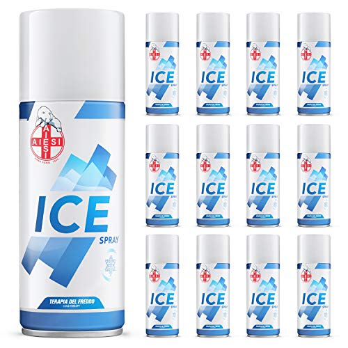 AIESI® Hielo Spray instantáneo con MENTOL lata de 400 ml ICE SPRAY (Paquete de 12 piezas) # Made in Italy