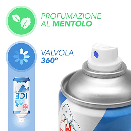 AIESI® Hielo Spray instantáneo con MENTOL lata de 400 ml ICE SPRAY (Paquete de 6 piezas) # Made in Italy