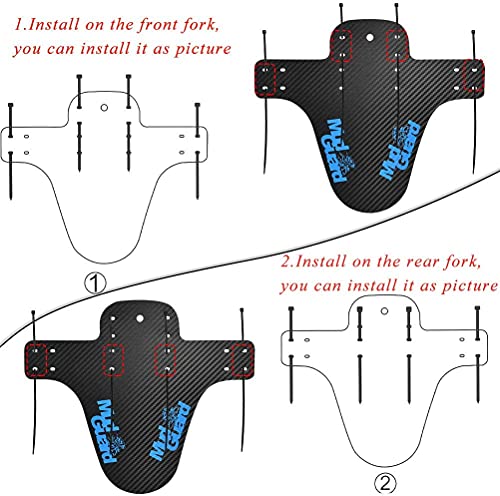 AIlysa 2 Piezas Guardabarros MTB, Guardabarros Bicicleta Montaña, Juego de Guardabarros, Mudguard Bici Delantero y Trasero Compatible 16", 20", 26", 27.5", 29" Fat Bike (Azul)