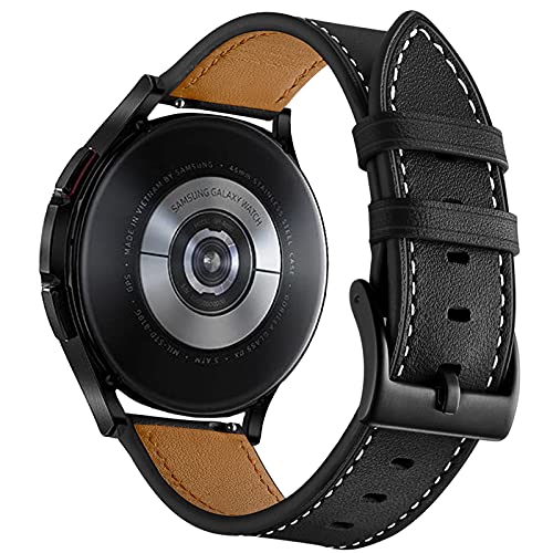 Aimtel Correa Compatible con Samsung Galaxy Watch 4 40 mm/44 mm&Galaxy Watch 4 Classic 42mm/46mm,correa de cuero de 20 mm con hebilla de acero inoxidable para Galaxy Watch4/Galaxy Watch 3 41mm