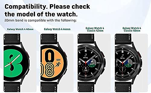 Aimtel Correa Compatible con Samsung Galaxy Watch 4 40 mm/44 mm&Galaxy Watch 4 Classic 42mm/46mm,correa de cuero de 20 mm con hebilla de acero inoxidable para Galaxy Watch4/Galaxy Watch 3 41mm