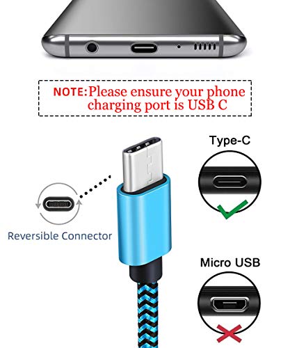 Aioneus Cable USB Tipo C Aione 3Pack 2M Rápida Cable USB C Nylon Trenzado Movil Cargador Cable Compatible con Samsung A40,A50,A70,S10,S9,S8+,Note 8,Note9, Huawei P30,P20,Mate 20 Pro,P10, Sony, Switch