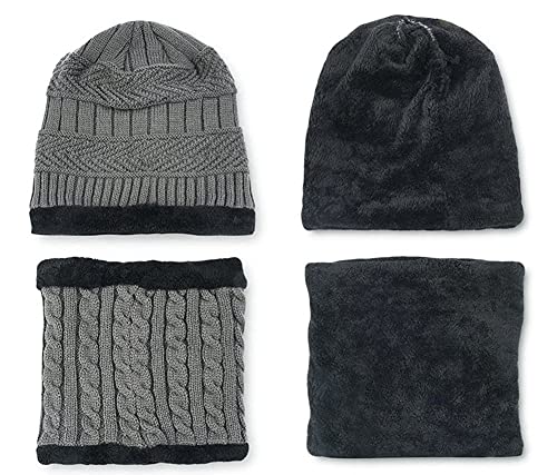 Aisprts Gorro Invierno con Bufanda, Calentar Sombreros Gorras Beanie de Punto para Hombre Mujer