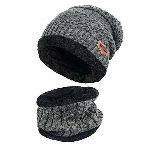 Aisprts Gorro Invierno con Bufanda, Calentar Sombreros Gorras Beanie de Punto para Hombre Mujer