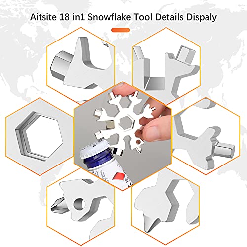 Aitsite Multi herramienta copo de nieve Tarjeta de la herramienta del copo de nieve Destornillador multi-herramienta de acero Llavero Abrebotellas Tarjeta (Plata)