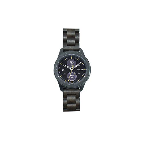 AIYIBEN Correa de Madera de 20mm, para Samsung Galaxy Watch Active/Active 2, Correa de Madera de Acero Inoxidable de 40/42/44mm, Correa de liberación rápida, Pulsera de Repuesto (Marrón + Negro)