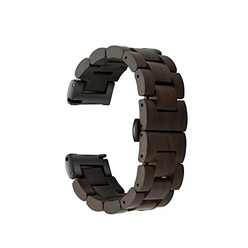 AIYIBEN Correa de Madera de 20mm, para Samsung Galaxy Watch Active/Active 2, Correa de Madera de Acero Inoxidable de 40/42/44mm, Correa de liberación rápida, Pulsera de Repuesto (Marrón + Negro)