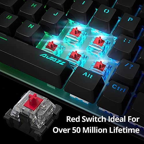 AJAZZ AK33 Teclado mecánico Gaming RGB roja Switch 82 Teclas 100% Anti-Ghosting 19 Modos de iluminación RGB para PC/Mac con Windows.