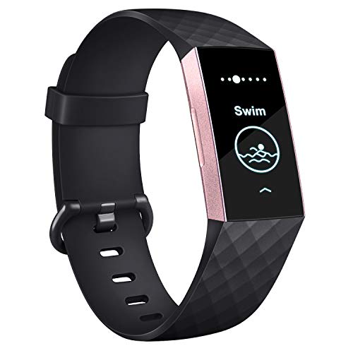AK Correa para Fitbit Charge 3/Charge 3 SE, Reemplazo Ajustable Correa Accesorios Deporte para Fitbit Charge 3 (Y-Black+Blue Gray, Small)