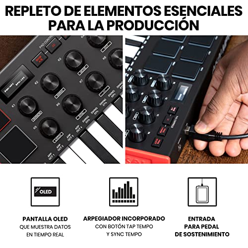 AKAI Professional MPK Mini MK3 - Teclado Controlador MIDI USB de 25 Teclas con 8 Drum Pads, 8 Perillas y Software de Producción Musical Incluido, Standard