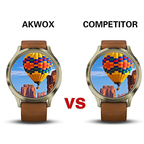 AKWOX [4 Unidades] Protector de Pantalla para Garmin Vivomove HR, [9H Dureza] Cristal Vidrio Templado para Garmin Vivomove HR Cristal Templado