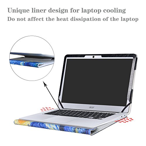 Alapmk Diseñado Especialmente La Funda Protectora de Cuero de PU para 14" Acer Chromebook 14 CB3-431 Series Ordenador portátil,Starry Night