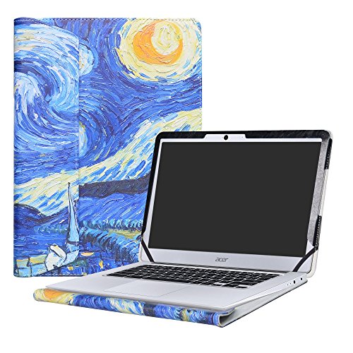 Alapmk Diseñado Especialmente La Funda Protectora de Cuero de PU para 14" Acer Chromebook 14 CB3-431 Series Ordenador portátil,Starry Night