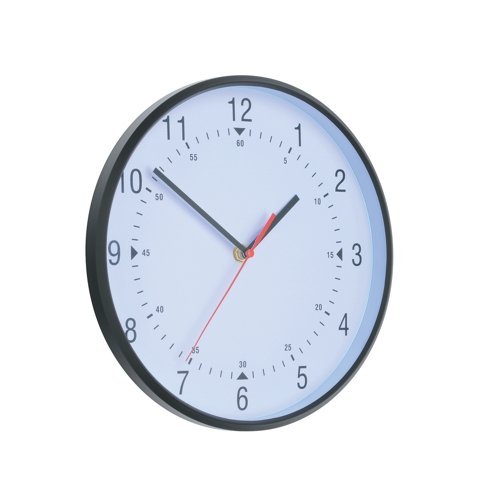 Alba Horclas, Reloj de Cuarzo Clásico de Pared, Plástico, Negro y Blanco, 25 cm