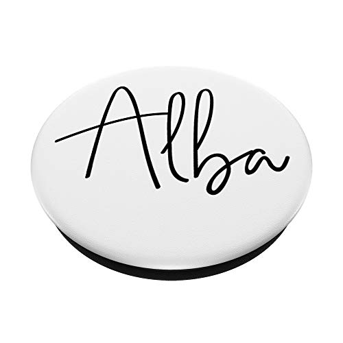 Alba - Nombre en blanco para niñas y mujeres PopSockets PopGrip Intercambiable