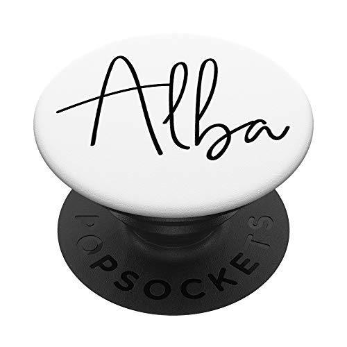 Alba - Nombre en blanco para niñas y mujeres PopSockets PopGrip Intercambiable
