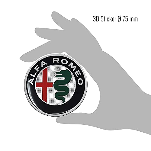 Alfa Romeo 4R Quattroerre.it 21833 Pegatinas 3D Oficiales Logo Color, Diámetro 75 mm