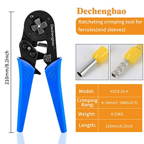 Alicates de crimpado Herramientas de crimpado autoajustables utilizadas para 4-16mm2 (AWG10-5) Cable Mangas finales