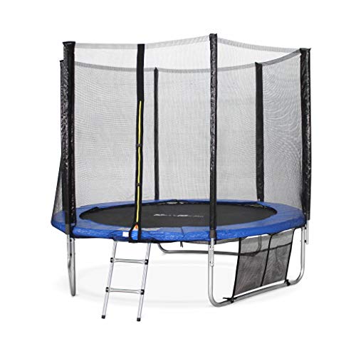 Alice's Garden - Cama elastica, Trampolin de 245 cm (estructura reforzada). Incluye: escalera + funda protectora + bolsilla para zapatos - PLUTON XXL