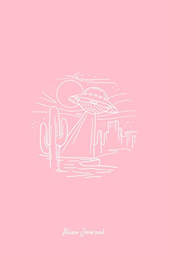 Alien Journal: UFO Desert Retro Alien Spaceship Area 51 ET Space Lover Gift - Pink Dotted Dot Grid Bullet Notebook - Diary, Planner, Gratitude, Writing, Goal, Log Journal - 6x9 120 pages