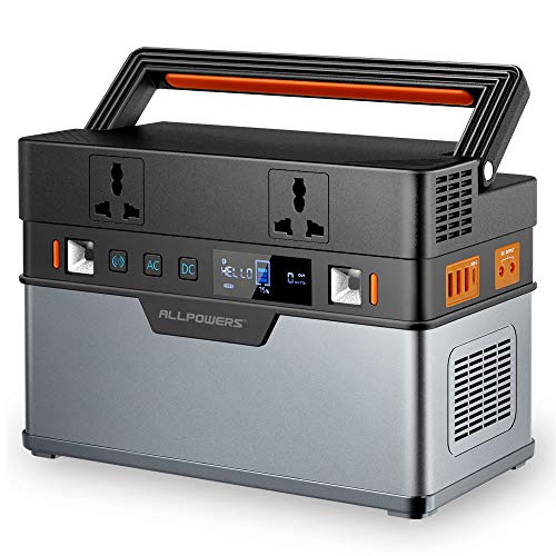 ALLPOWERS Generador portátil de 606 Wh / 164000 mAh, fuente de alimentación de emergencia, onda sinusoidal pura con inversor DC/AC para camping, uso doméstico, autocaravana, exterior