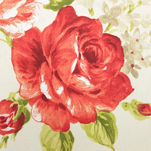 ALMACENES CASA ANGEL Tejido DE PANAMÁ Estampada con Rosas Rojas Serie Austin Ancho 280cm por Metro (Rosas Rojas Serie Austin, 1 Metro)