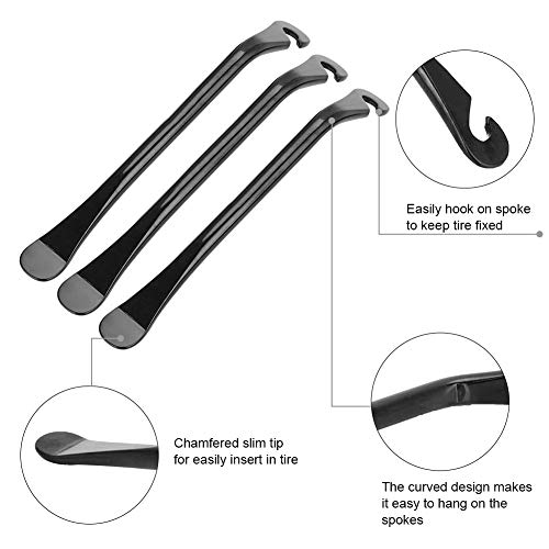 Alomejor 3pcs Cuchara de Acero al Carbono de Alta Densidad Durable y portátil Neumático de la Bicicleta Herramienta de reparación del neumático de la Bicicleta más Fina