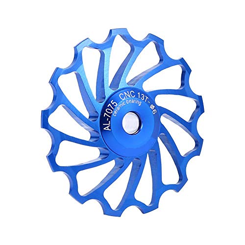 Alomejor Polea de desviación Trasera de la polea de la Bicicleta de la Rueda del Jockey 2pcs Polea de cerámica Rueda de desviador de la Rueda Trasera del desviador Trasero(13T-Blue)