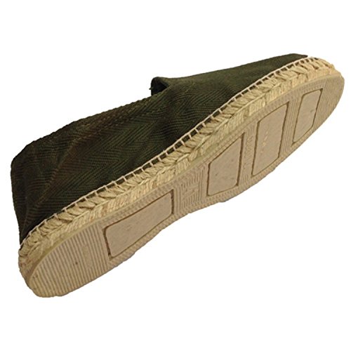 Alpargatas de Esparto Tela de Espiga y Suela de Goma por Debajo Made in Spain en Kaki (Necesario Talla Extra) Talla 40