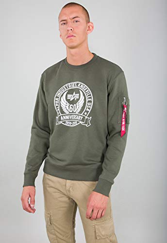 ALPHA INDUSTRIES Anniversary Sweater Sudadera, Olive Foncã, L para Hombre