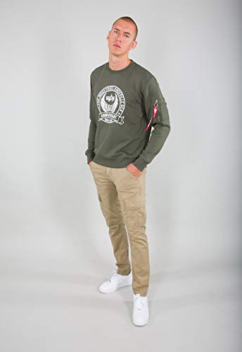 ALPHA INDUSTRIES Anniversary Sweater Sudadera, Olive Foncã, L para Hombre