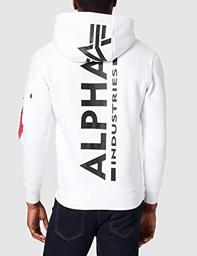 ALPHA INDUSTRIES Back Print Hoody Sudadera, Blanco, L para Hombre