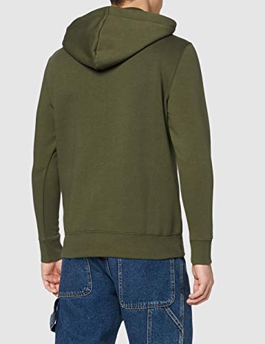 ALPHA INDUSTRIES Basic Hoody Sudadera con Capucha, Opaco, Verde (Dark Green/White), S para Hombre