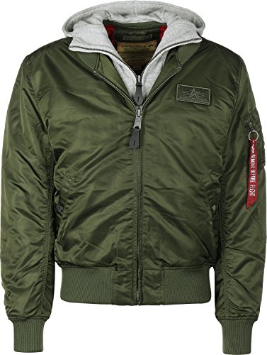 Alpha Industries MA-1 D-Tec Chaqueta Bomber, Verde (Rep.Grey 257), S para Hombre