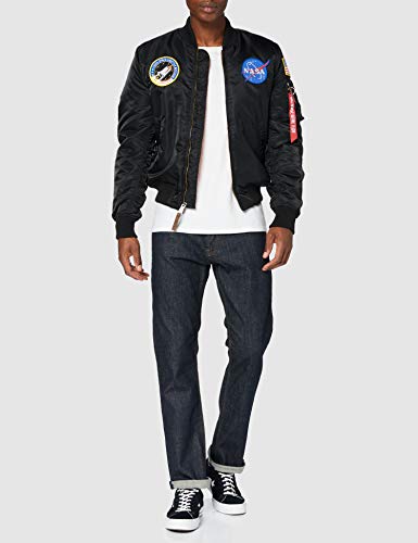 ALPHA INDUSTRIES Ma-1 VF NASA Chaqueta Bomber, Negro, L para Hombre