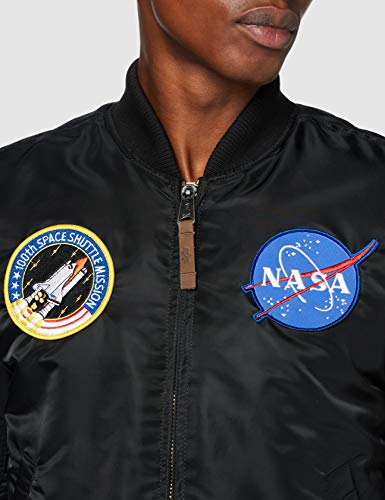 ALPHA INDUSTRIES Ma-1 VF NASA Chaqueta Bomber, Negro, L para Hombre